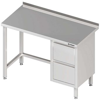 Stół przyścienny z blokiem dwóch szuflad (P),bez półki 1000x700x850 mm